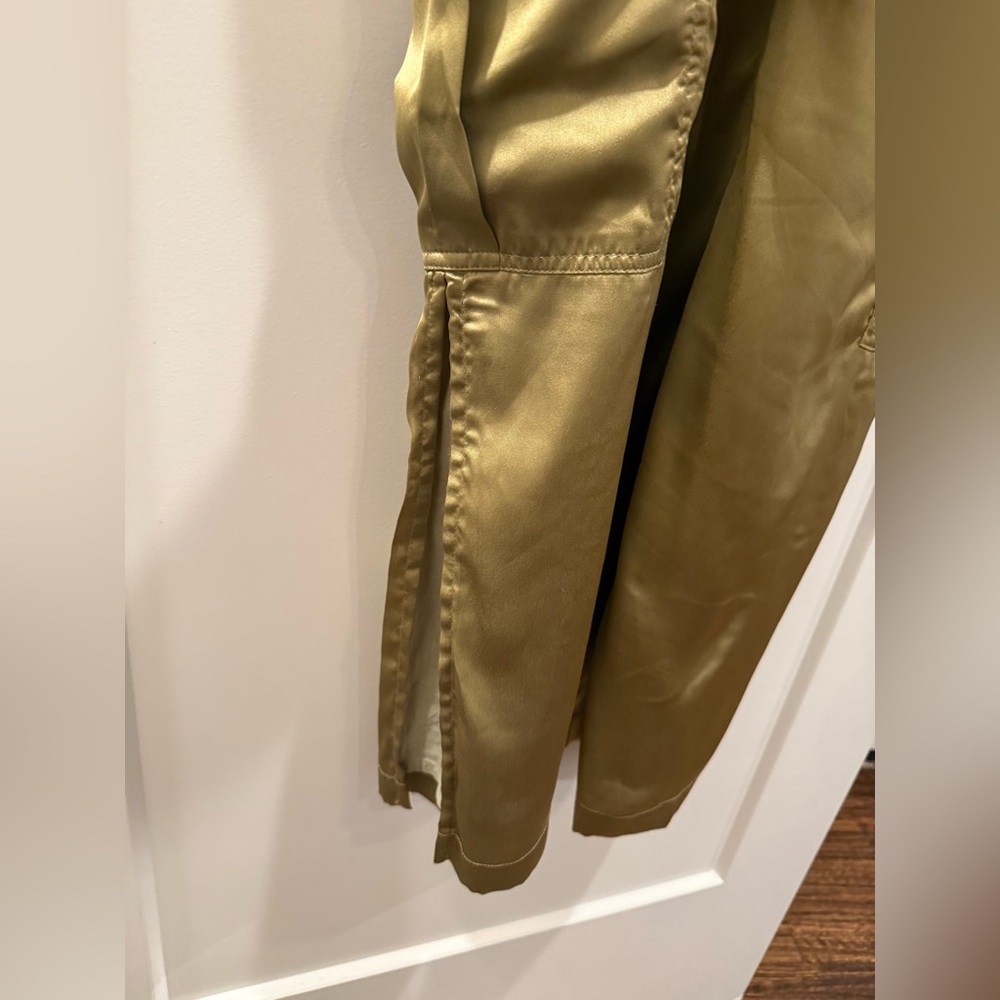 Love The Label Anthropologie Sleeveless Utility Satin Green Midi Dress Size XS - Picture 7 of 13